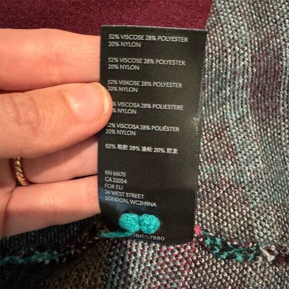 Anthropologie Rosetta Sweater Jacket Plaid M Office Career Boho Blazer Warm FLAW - Picture 9 of 12